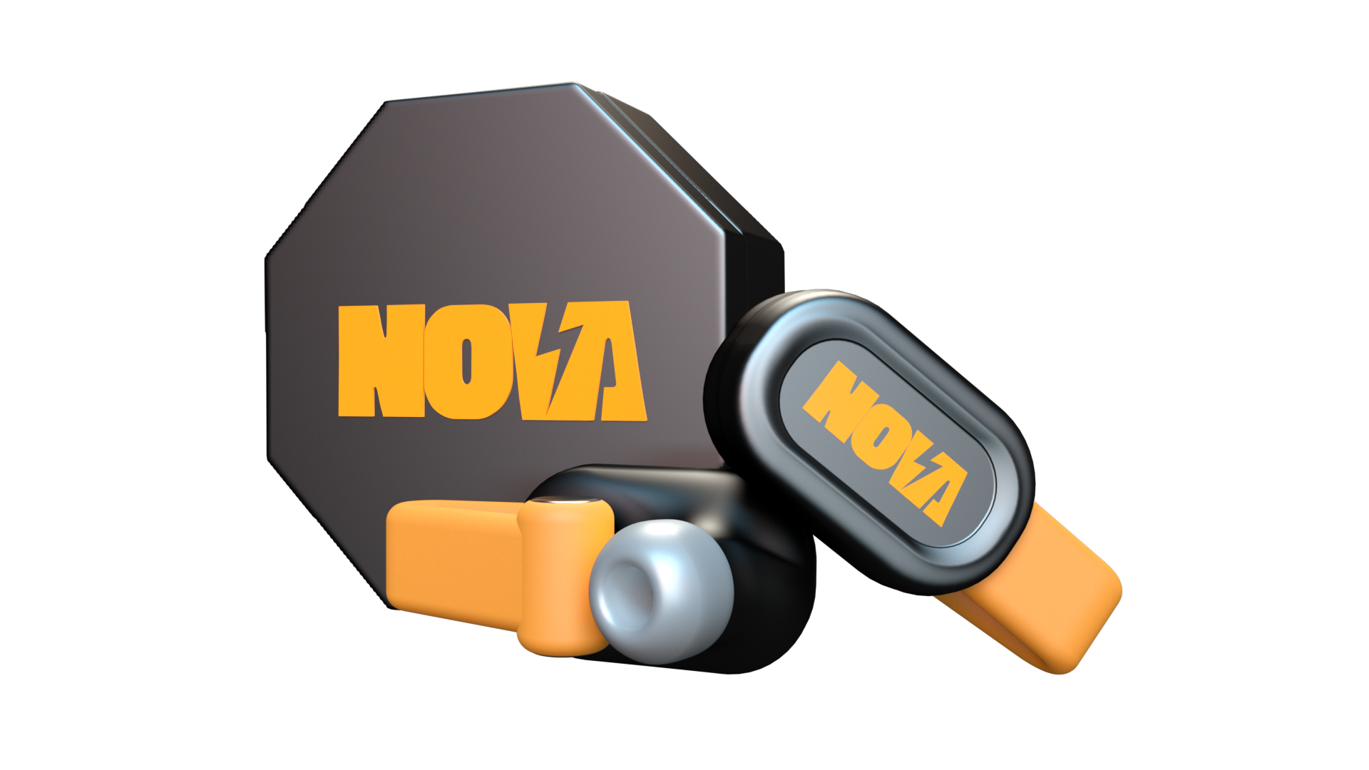 NOVA Earbuds V1 Black & Tangelo